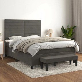 ΚΡΕΒΑΤΙ BOXSPRING ΜΕ ΣΤΡΩΜΑ ΣΚΟΥΡΟ ΓΚΡΙ 140X200 ΕΚ. ΒΕΛΟΥΔΙΝΟ 3137906