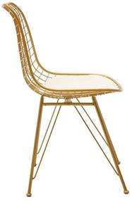 Καρέκλα Taj μέταλλο χρυσό-μαξιλάρι PVC λευκό 49x58x88.5 εκ.