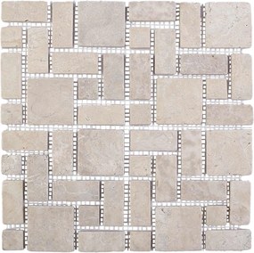 vidaXL Πλακίδια Μωσαϊκού Κρεμ 30 x 30 cm Μάρμαρο