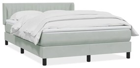 vidaXL Κρεβάτι Boxspring με Στρώμα Ανοιχτό Γκρι 160x210 εκ. Βελούδινο