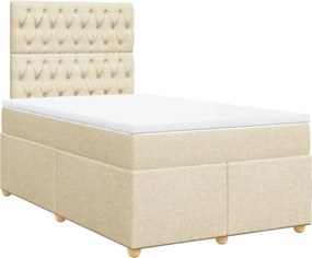vidaXL Κρεβάτι Boxspring με Στρώμα Κρεμ 120x190 εκ. Υφασμάτινο