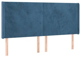 Κεφαλάρι Κρεβατιού LED Σκούρο Μπλε 183x16x118/128 εκ. Βελούδινο 3123832