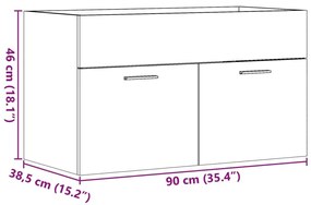 Ντουλάπι Μπάνιου Γκρι Σκυροδέματος 90x38,5x46 εκ. Επεξ. Ξύλο - Γκρι