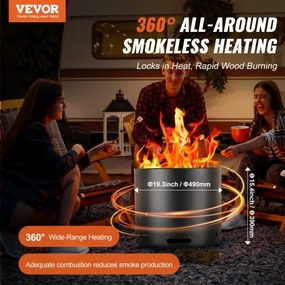 VEVOR Smokeless Fire Pit Stove Bonfire 49 cm Dia Wood Καύση Ανοξείδωτο