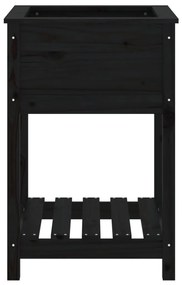 Ζαρντινιέρα με Ράφι Μαύρη 54 x 54 x 81 εκ. Μασίφ Ξύλο Πεύκου - Μαύρο