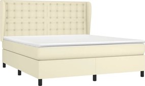 vidaXL Κρεβάτι Boxspring με Στρώμα Κρεμ 180x200 εκ. Συνθετικό Δέρμα