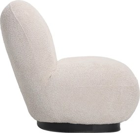 Πολυθρόνα Rosalie pakoworld μπουκλέ ύφασμα σε μπεζ απόχρωση με μαύρη βάση 85x82x77εκ