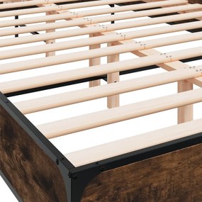 vidaXL Πλαίσιο Κρεβατιού Καπνιστή Δρυς 160x200εκ. Επεξ. Ξύλο &amp; Μέταλλο