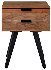 κομοδίνο ANKO Ξύλο Ακακία Φυσικό/Steel Μαύρο 47x35x65cm