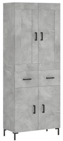 vidaXL Ντουλάπι Γκρι Σκυροδέματος 69,5x34x180 εκ. Επεξεργασμένο Ξύλο
