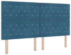 vidaXL Κρεβάτι με ελατήρια με μαξιλάρι Μπλε 180 x 200 cm Βελούδο