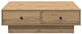 vidaXL Τραπέζι Καφέ Μασίφ Δρυς Λούστρο, MDF 90 x 90 x 28 εκ. Αποθήκευση