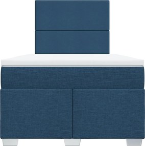 vidaXL Κρεβάτι Boxspring με Στρώμα Μπλε 120x200 εκ. Υφασμάτινο