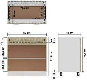 Ντουλάπι με Συρτάρι Sonoma Δρυς 80x46x81,5 εκ. Μοριοσανίδα - Καφέ