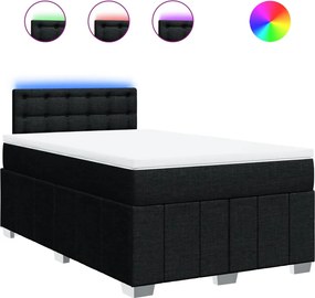 vidaXL Κρεβάτι Boxspring με Στρώμα Μαύρο 120x200 εκ. Υφασμάτινο