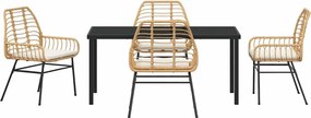 vidaXL Σέτ φαγητού για κήπο 5 pcs Καφέ συνθετικό ρατάν