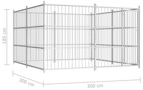 Κλουβί Σκύλου Εξωτερικού Χώρου 300 x 300 x 185 εκ. - Ασήμι