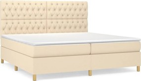 vidaXL Κρεβάτι Boxspring με Στρώμα Κρεμ 200x200 εκ. Υφασμάτινο