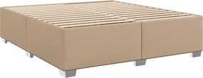 vidaXL Κρεβάτι Boxspring με Στρώμα Καπουτσίνο 200x200εκ.από Συνθ.Δέρμα