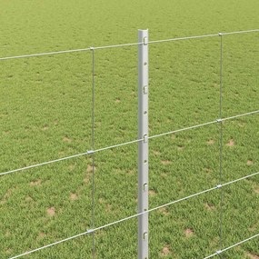 vidaXL Εξωτερική άγρια περίφραξη με στήλες 25 x 1,5 m Ασημί Δίχτυ