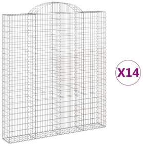 vidaXL Συρματοκιβώτια Τοξωτά 14 τεμ. 200x30x220/240 εκ. Γαλβαν. Ατσάλι