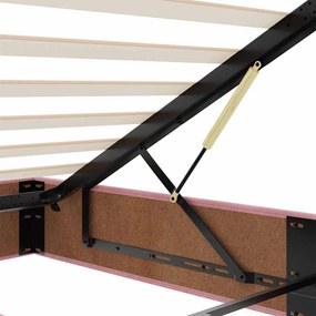 Οθωμανικό κρεβάτι με στρώμα &amp; LEDs Ροζ 160x200cm Βελούδο 3312637