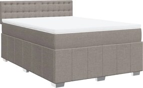 vidaXL Κρεβάτι Boxspring με Στρώμα Taupe 140x200 εκ. Υφασμάτινο
