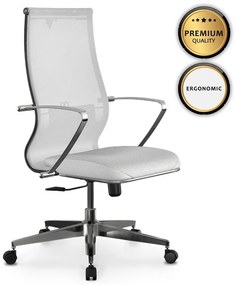 Megapap Καρέκλα Γραφείου B2-163k Εργονομική Με Ύφασμα Mesh Και Τεχνόδερμα Λευκό