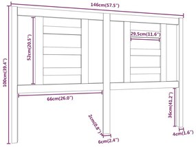 Κεφαλάρι Κρεβατιού Μαύρο 146 x 4 x 100 εκ. Μασίφ Ξύλο Πεύκου - Μαύρο