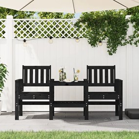Πάγκος Κήπου με Τραπέζι Διθέσιος Μαύρο Μασίφ Πεύκο - Μαύρο