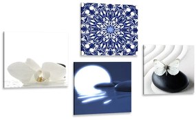 Σετ εικόνων Feng Shui σε λευκό & μπλε σχέδιο