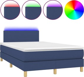 vidaXL Κρεβάτι Boxspring με Στρώμα &amp; LED Μπλε 120x200 εκ. Υφασμάτινο