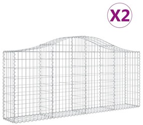 vidaXL Συρματοκιβώτια Τοξωτά 2 τεμ. 200x30x80/100 εκ. Γαλβαν. Ατσάλι