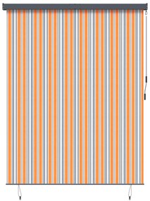 vidaXL Εξωτερικό ρολό Striped Κίτρινο και μπλε 220 x 250 cm ύφασμα