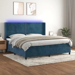 ΚΡΕΒΑΤΙ BOXSPRING ΜΕ ΣΤΡΩΜΑ &amp; LED ΣΚ. ΜΠΛΕ 200X200ΕΚ. ΒΕΛΟΥΔΙΝΟ 3139527