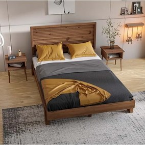 Stewehome Ξύλινο Κρεβάτι Ebruli Πεύκου Χρώμα Καρυδιά 120x200x13 cm