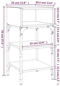 Κομοδίνα 2 τεμ. Καφέ Δρυς 35x34,5x70 εκ. Επεξεργασμένο Ξύλο - Καφέ