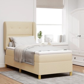 vidaXL Κρεβάτι Box Spring με Στρώμα - Κρεμ, 100x200 εκ, Ύφασμα