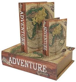 S/3 ΚΟΥΤΙΑ ΒΙΒΛΙΑ ΞΥΛΙΝΑ ΚΑΦΕ ΧΑΡΤΗΣ 30x22x7.5 / 23x17x6 / 16x11x4.5cm|752-17042