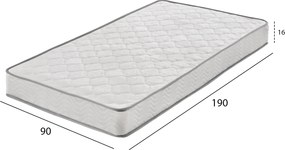 ΣΤΡΩΜΑ CONTINUOUS SPRING ΧΑΜΗΛΗ ΣΟΥΣΤΑ ΜΟΝΗΣ ΟΨΗΣ HM671.01 90x190x16 εκ.