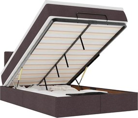 vidaXL Οθωμανικό κρεβάτι με στρώμα &amp; LEDs Σκούρο καφέ 120x200cm Ύφασμα