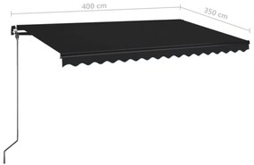vidaXL Τέντα Συρόμενη Χειροκίνητη Ανθρακί 400 x 350 εκ.