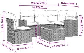 vidaXL Σετ Καναπέ Κήπου 6 τεμ. Μπεζ Συνθετικό Ρατάν με Μαξιλάρια