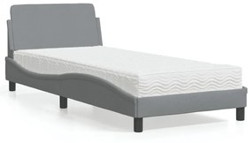vidaXL Κρεβάτι με Στρώμα Ανοιχτό Γκρι 90x200 εκ. Υφασμάτινο