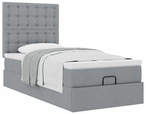 Οθωμανικό κρεβάτι με στρώμα ανοιχτό γκρι 90x190cm ύφασμα 3313285