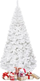 Costway Τεχνητό Χριστουγεννιάτικο Δέντρο με Μεταλλική Βάση 210 εκ. Λευκό CM19735