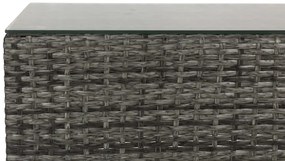 Τραπεζάκι εξωτερικού χώρου Comfort Garden 1379, 32x38x90cm, Γκρι, Επεξεργασμένο γυαλί, Πλαστικό ψάθινο