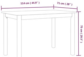 vidaXL Τραπεζαρία Μαύρη 114x71x75 εκ. από Μασίφ Ξύλο Καουτσουκόδεντρου