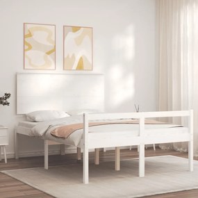 Κρεβάτι Ηλικιωμένου με Κεφαλάρι Λευκό Μασίφ Ξύλο Small Double - Λευκό