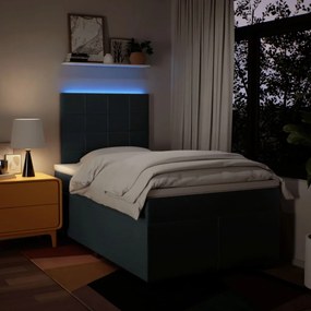 vidaXL Κρεβάτι Boxspring με Στρώμα Μπλε 120x190 εκ. Υφασμάτινο